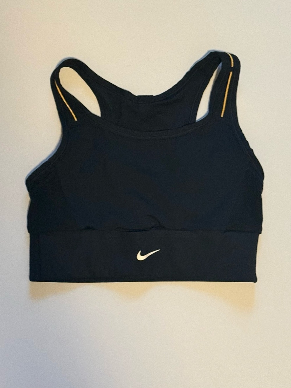 Nike Dri-FIT Black Gold Racerback Sports Bra Women’s Size Small